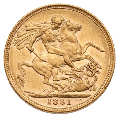 Lot 92 - Victoria, Sovereign 1891S, Sydney Mint, (Marsh...