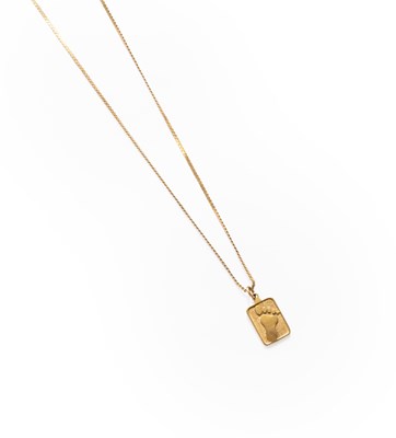 Lot 209 - A 9 Carat Gold Pendant on Chain, the foot...
