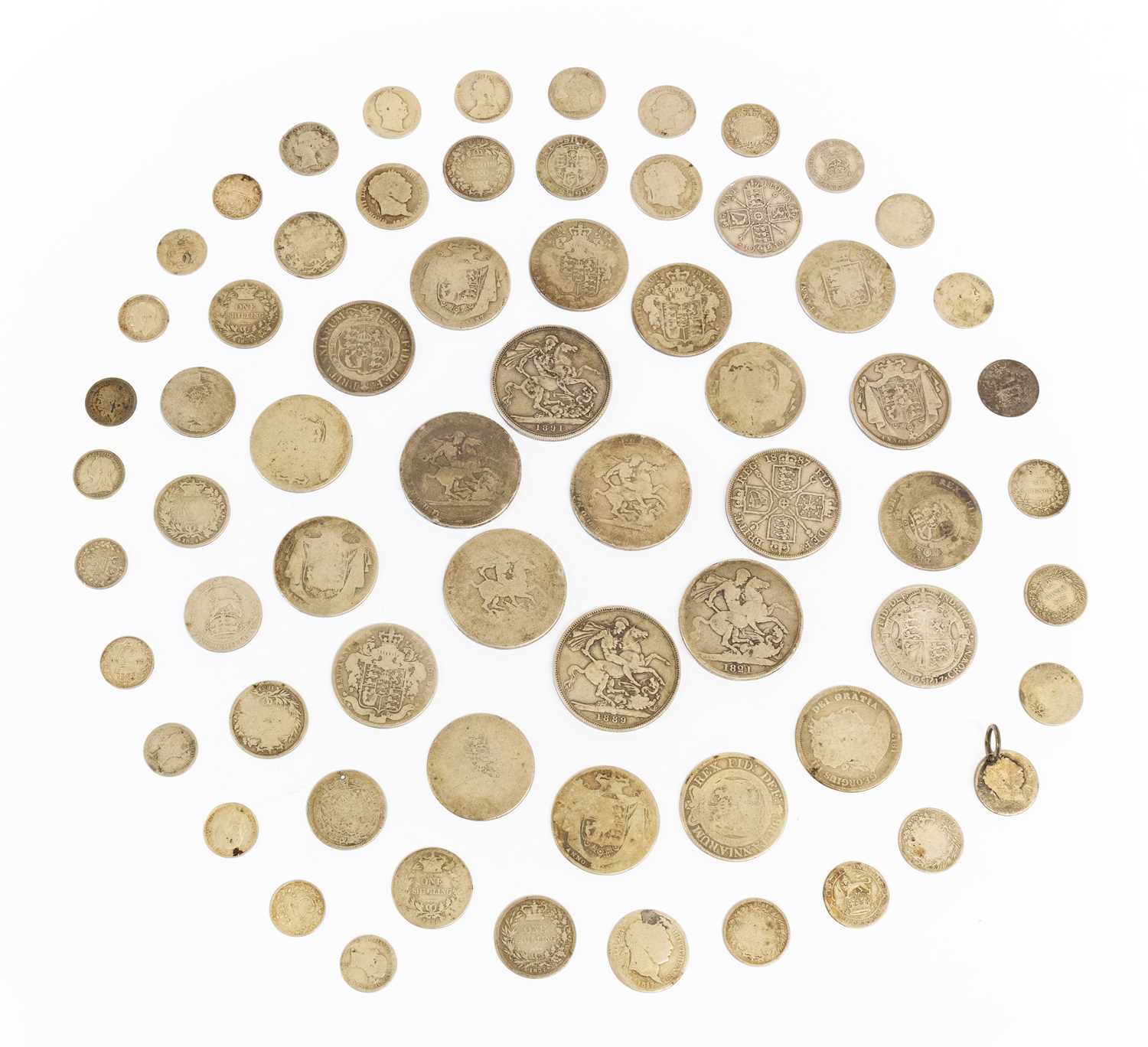 Lot 93 - Mixed British Pre-1920 Silver Coins, sterling...