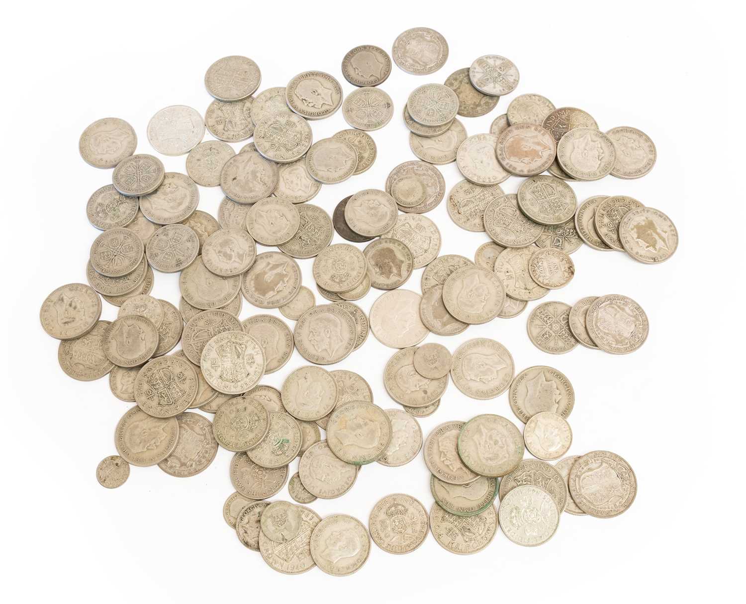 Lot 95 - Mixed British Pre-1947 Silver Coinage, 50%...
