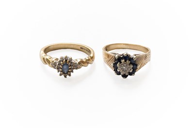 Lot 206 - Two 9 Carat Gold Sapphire and Diamond Cluster...