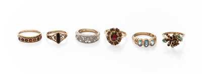 Lot 218 - Six 9 Carat Gold Dress Rings, comprising of...