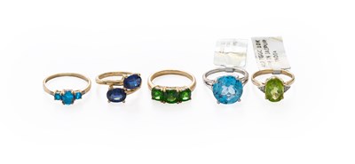 Lot 219 - Five 9 Carat Gold Dress Rings, comprising of a...