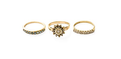 Lot 202 - Two 9 Carat Gold Diamond Half Hoop Rings,...