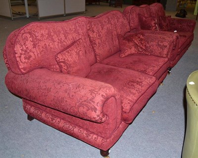 Lot 313 - Pair of crimson upholstered settees