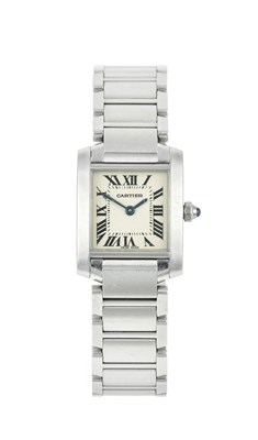 Lot 2394 - Cartier: A Lady's Stainless Steel Wristwatch,...