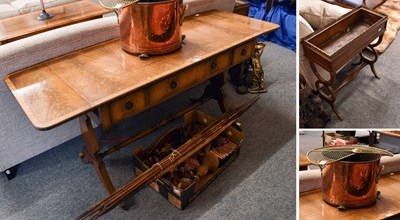 Lot 1113 - Brass Framed Spark Guard, Copper Log Bucket,...