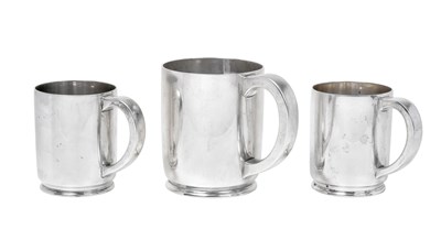 Lot A Graduated Set of Three George VI Silver Mugs