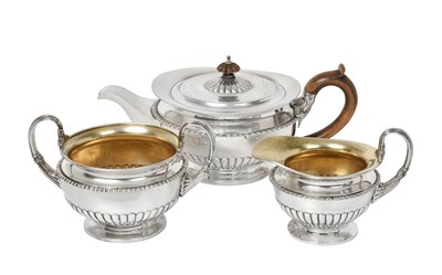 Lot A Three-Piece Edward VII Silver Tea-Service