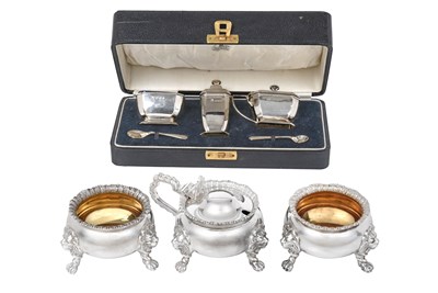 Lot A Three-Piece George VI Silver Condiment-Set