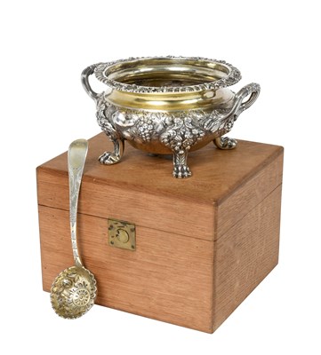 Lot A George IV Silver Sauce-Tureen and a George III Silver Sifting-Spoon