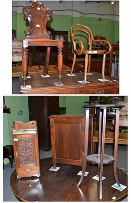 Lot 318 - A child's bent wood chair, a Victorian mahogany hall chair, an Irish jardiniere stand, a...