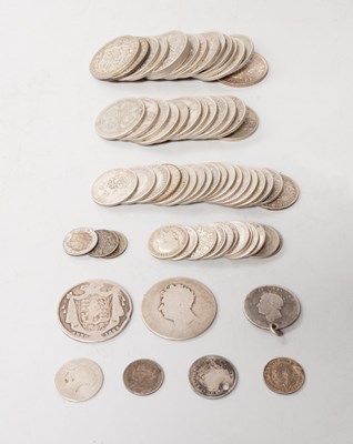 Lot 18 - Mixed UK Silver Coinage, comprising 486.8g of...