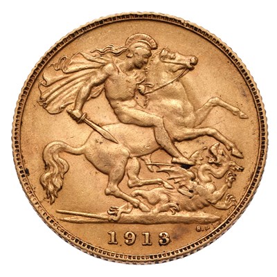 Lot 233 - George V, Half Sovereign 1913; near extremely...