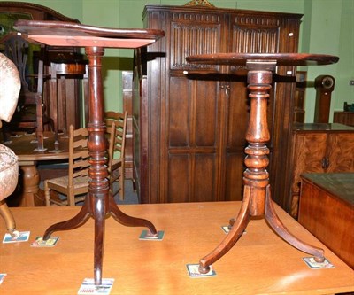 Lot 322 - Three mahogany tripod tables, camphor wood blanket box, card table and a hanging wall mirror