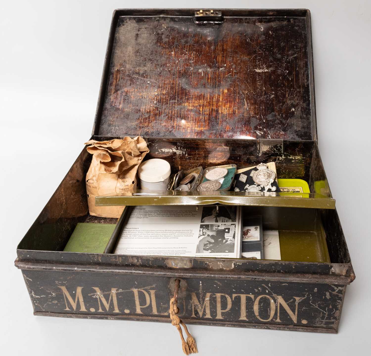 Lot 17 - A Black Japanned Deed Box, stencilled