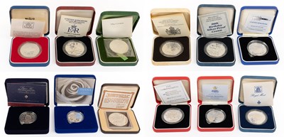 Lot 443 - Assorted Royal Mint Silver Proof Crowns, 12...