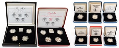 Lot 446 - Assorted Royal Mint Silver Proof One Pound...