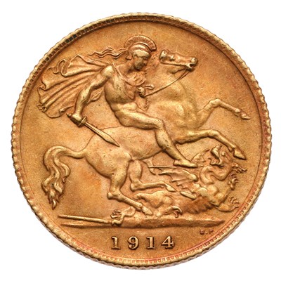 Lot 235 - George V, Half Sovereign, 1914; near extremely...
