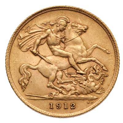 Lot 229 - George V, Half Sovereign 1912; extremely fine