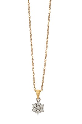 Lot 2325 - An 18 Carat Gold Diamond Cluster Pendant on...