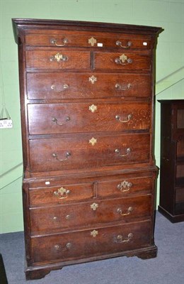 Lot 334 - An 18th century oak secretaire chest on chest