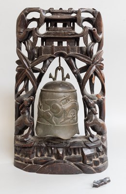 Lot 150 - A Chinese Bronze and Hardwood Prayer...