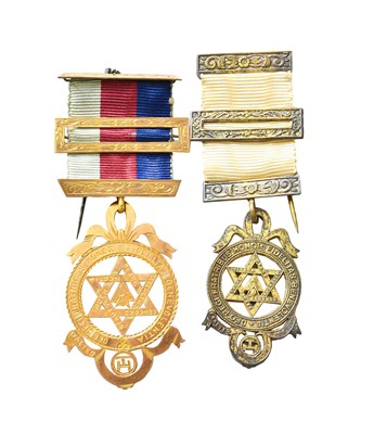 Lot 257 - A 9 Carat Gold Masonic Medal, together...