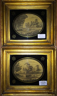 Lot 1225 - Two 18th Century Silk Pictures in Verre...