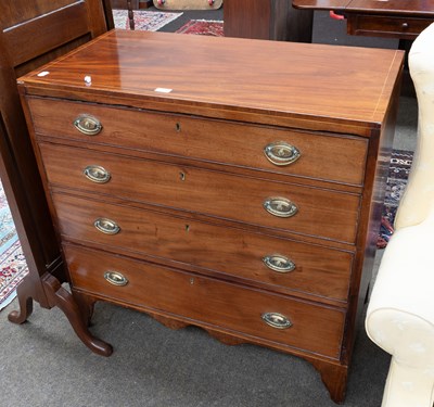 Lot 1332 - A George III Boxwood Strung Mahogany Chest of...