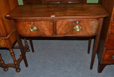 Lot 338 - A George III mahogany side table, two fitted drawers