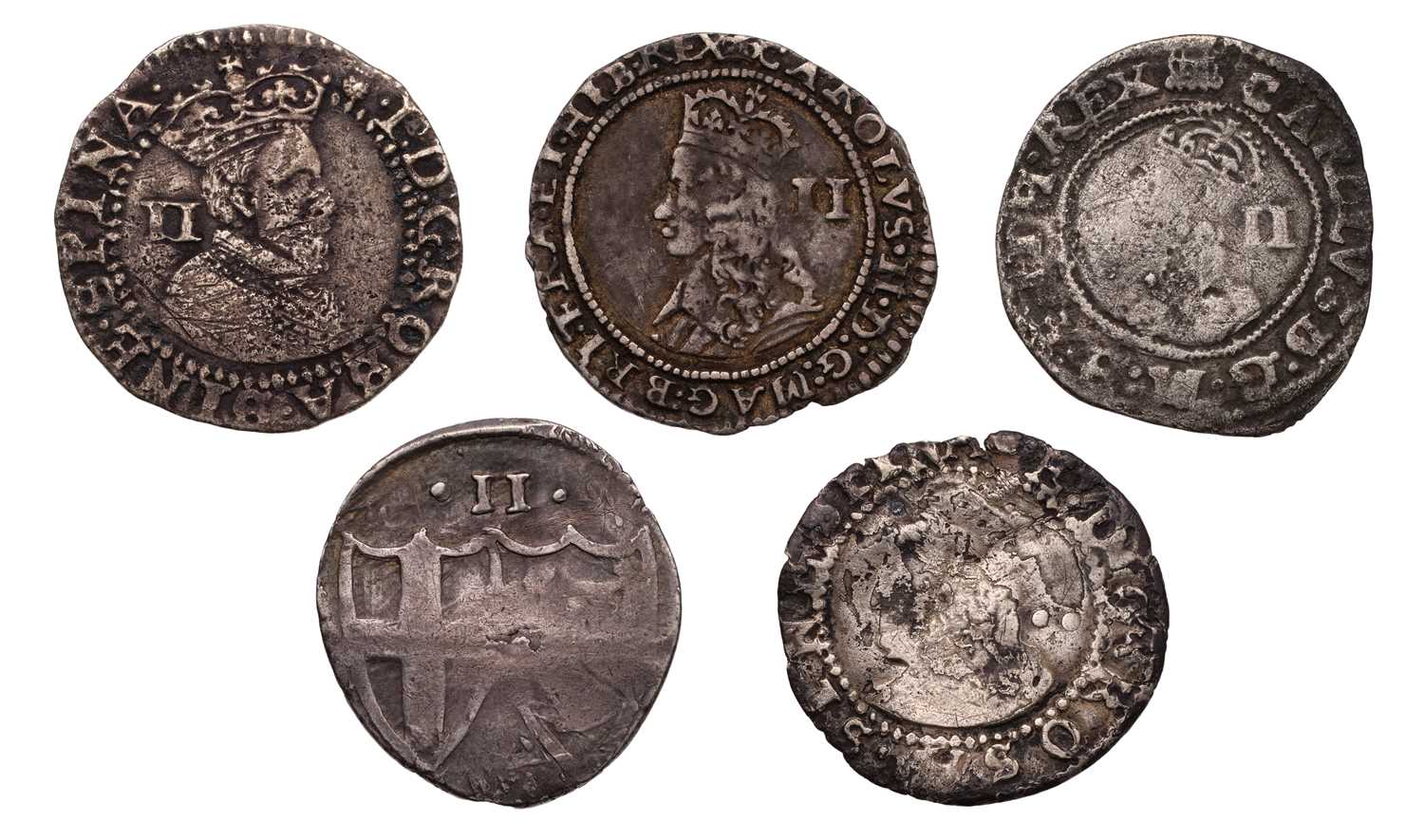 Lot 23 - Small Assortment of Hammered Twopences, 5...