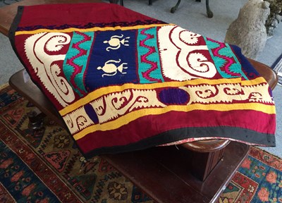 Lot 1239 - Uzbek/Tajik Suzani, circa 1960 Work in silk on...