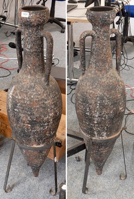 Lot 1434 - A Pair of Spanish Terracotta Amphorae On...
