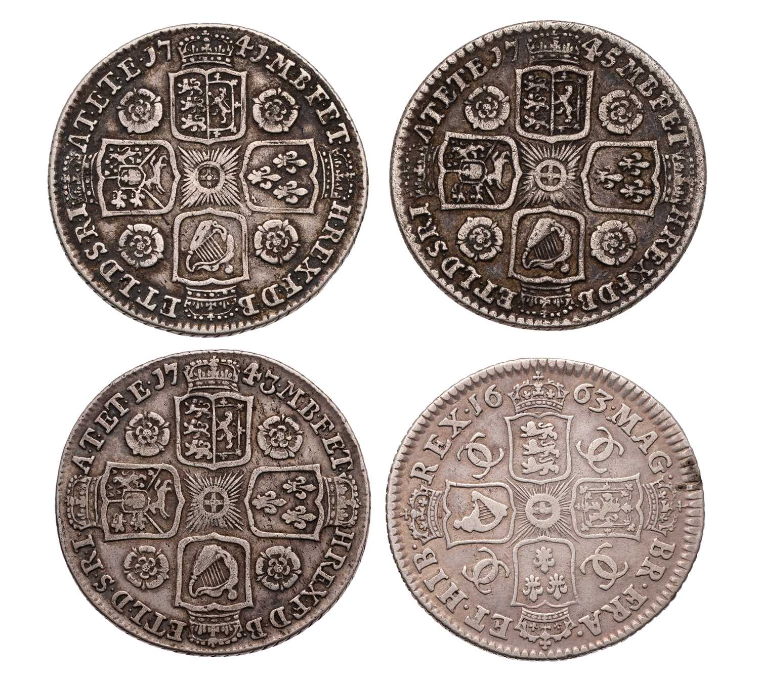 Lot 32 - Assorted Charles II and George II Shillings, 4...