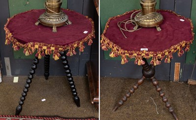 Lot 1395 - Two Victorian Bobbin-Turned Gypsy Tables, one...