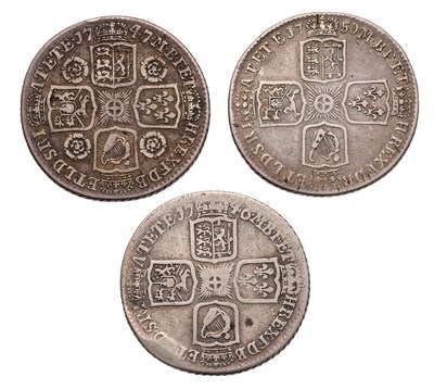 Lot 35 - 3x George II, Shillings, comprising: 1746 LIMA,...