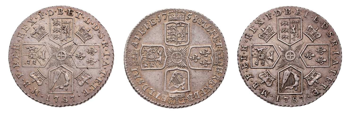 Lot 36 - George II, Shilling 1758, plain angles, (Bull...