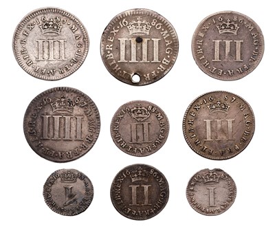 Lot 68 - Assorted James II, Maundy Oddments, 9 coins to...