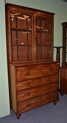 Lot 347 - Mahogany secretaire bookcase