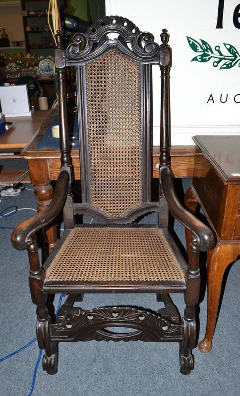 Lot 349 - Hall chair with caned seat and back