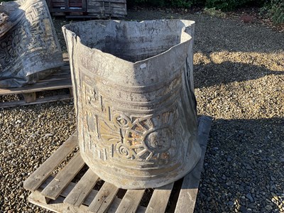 Lot 640 - A Pair of Cylindrical Lead Planters, modern,...