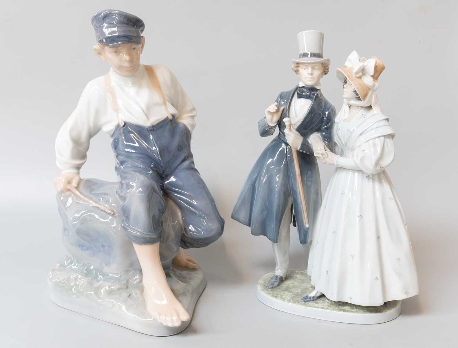 Porcelain Figurine of a Boy with a Stick, Royal Copenhagen, Denmark For