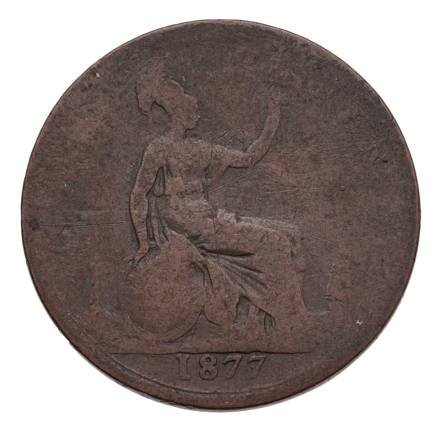Lot 59 - Victoria, Penny 1877, narrow date, dies 8+H,...