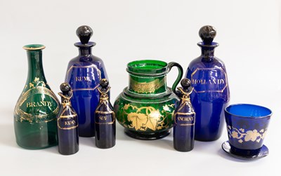 Lot 90 - A pair of 19th Century decanter bottles, with...