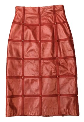 Lot 1018 - A Circa 1980s Escada Red Leather and Gold...