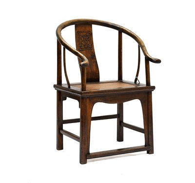 Lot 97 - A Chinese Ming-Style Elm Horseshoe Armchair,...
