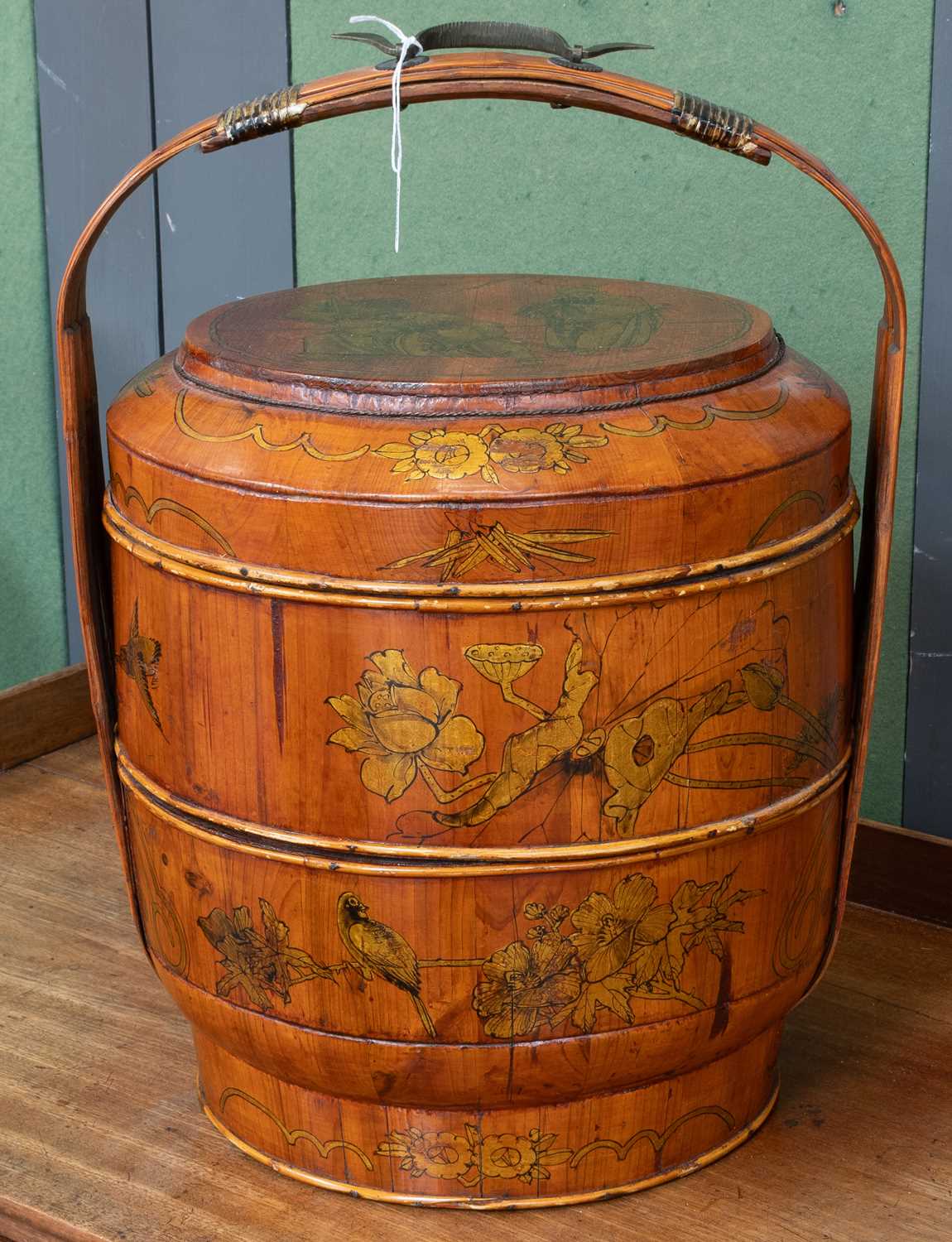 Lot 74 - A Chinese Bamboo Wedding Basket, in two tiers...