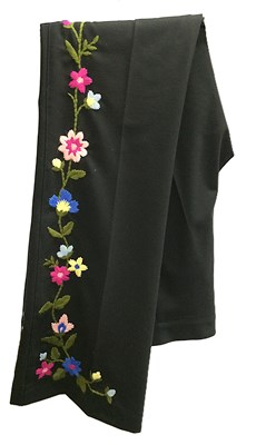Lot 1023 - A Pair of Black Moschino Floral Embroidered...