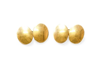 Lot 195 - A Pair of 9 Carat Gold Cufflinks, formed of...